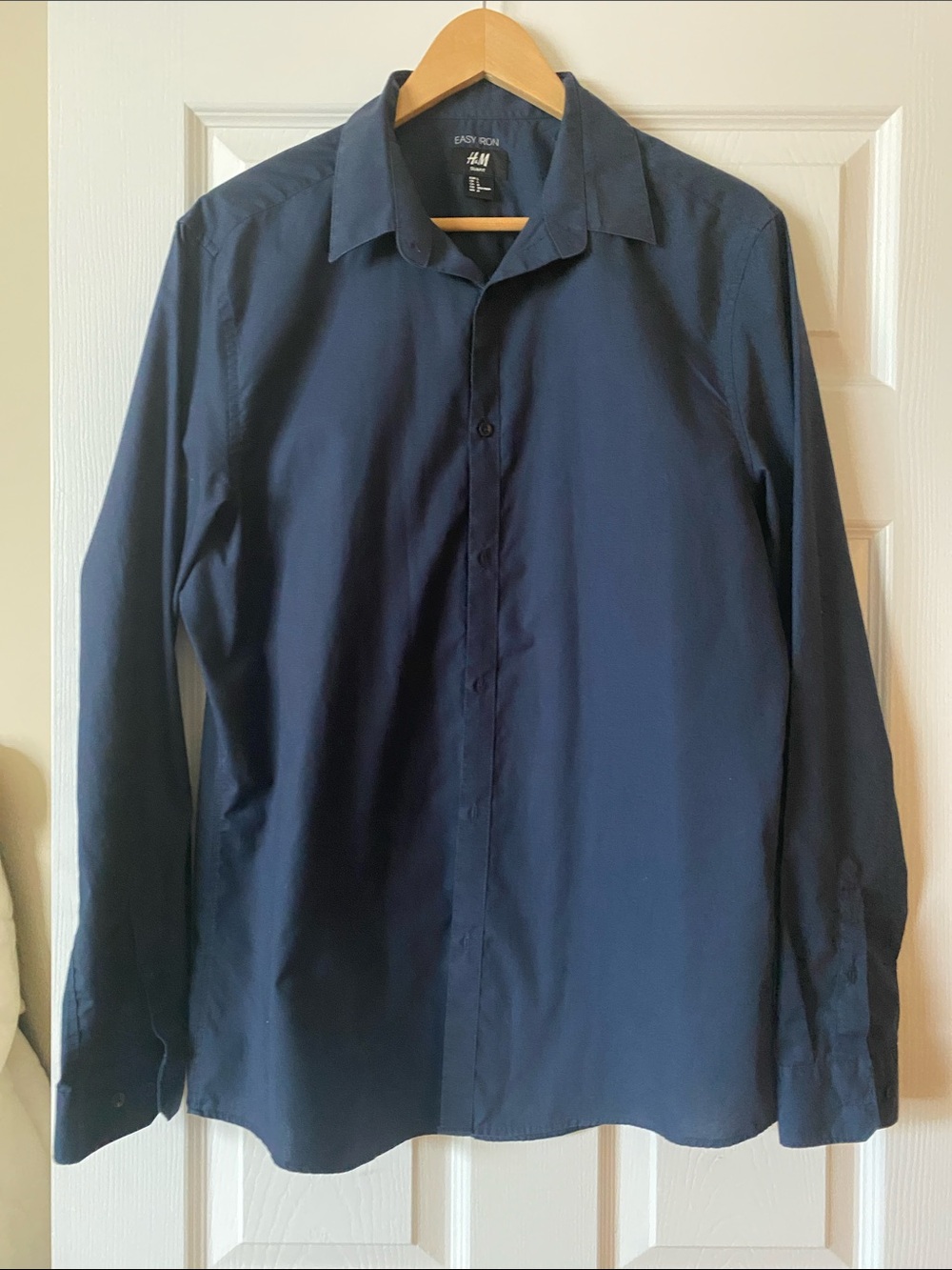 H&M Slimfit Easy Iron Navy Men's Dress Shirt